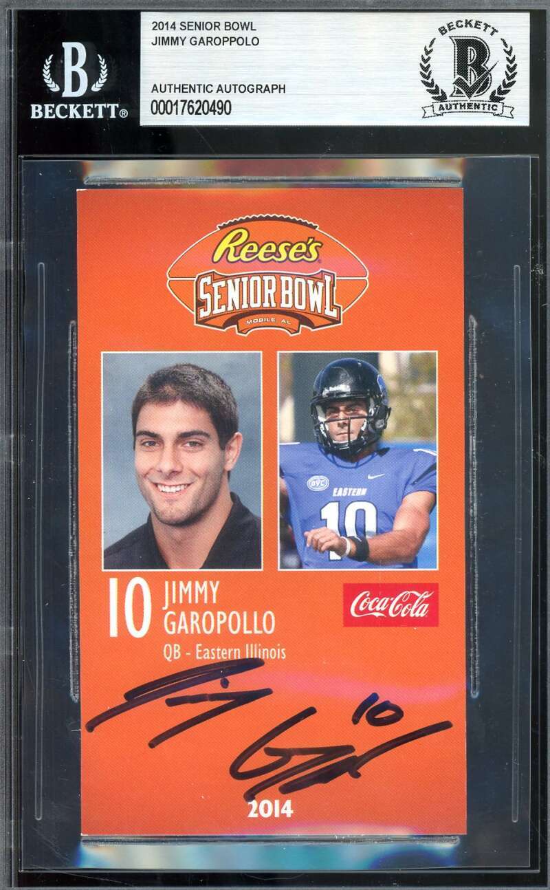 Jimmy Garopolo Beckett BAS Signed Rookie 2014 Senior Bowl Card Autograph
