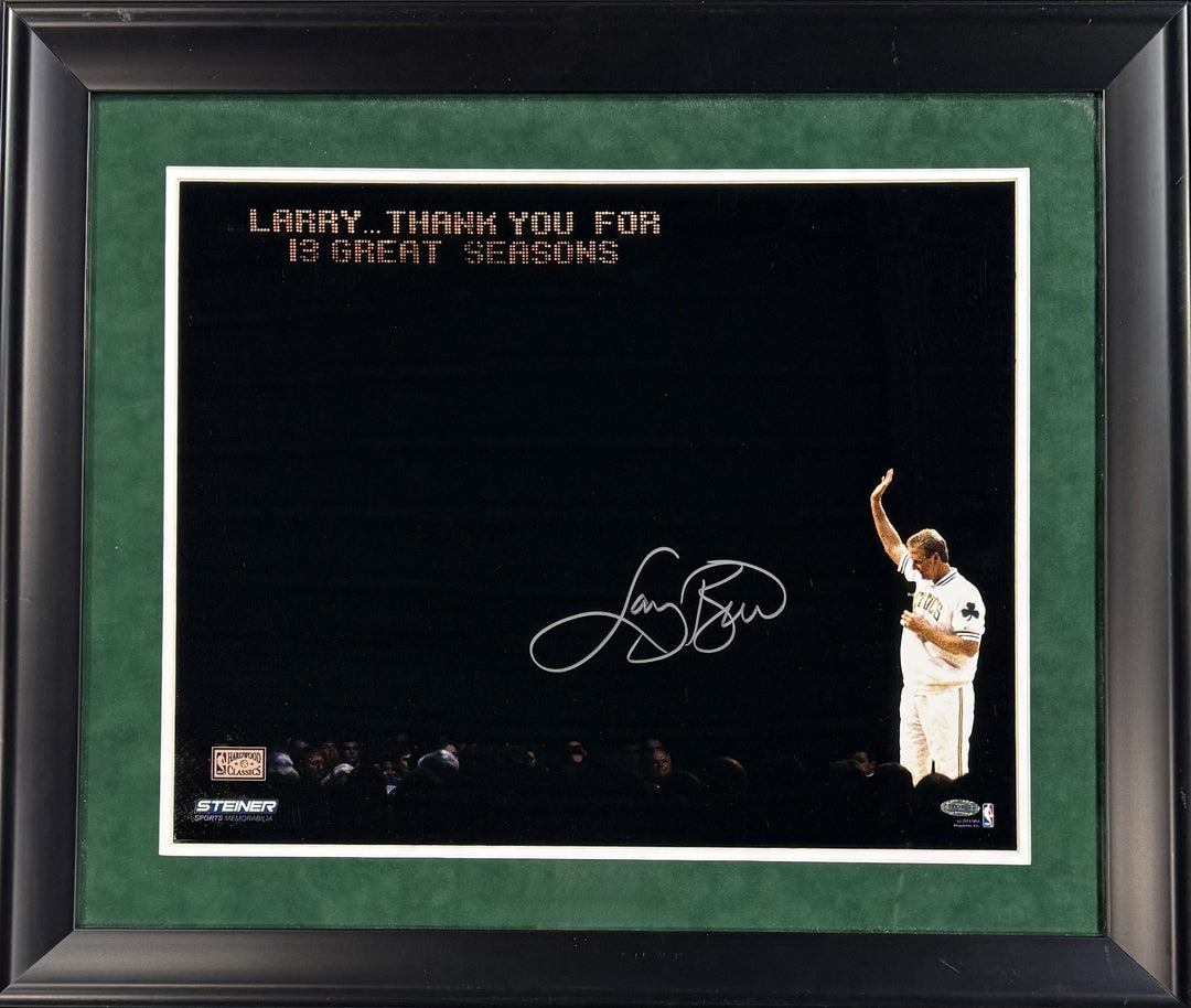 Larry Bird Signed 16x20 Farewell Spotlight Photo Framed Celtics Auto Steiner COA