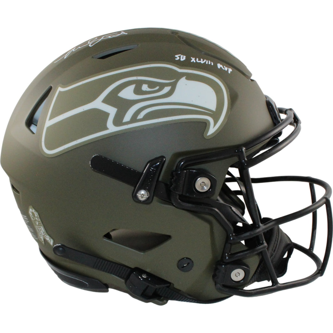 Malcolm Smith Signed Seattle Seahawks SpeedFlex 22 STS Helmet SB MVP BAS 55031