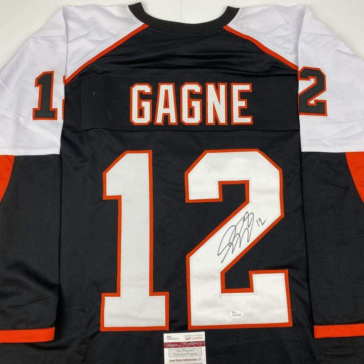 Autographed/Signed SIMON GAGNE Philadelphia Black Jersey JSA COA Auto