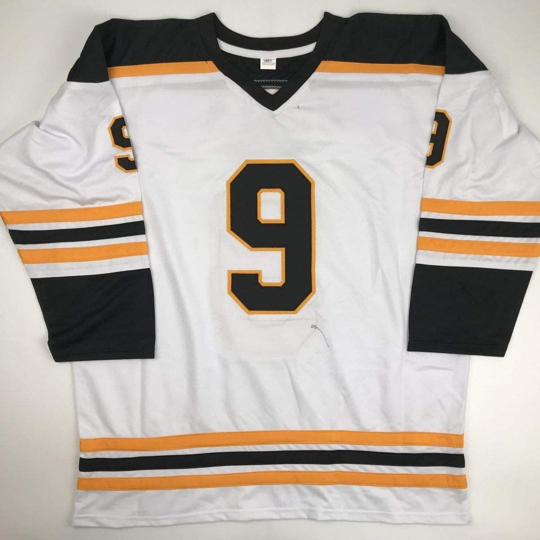 Autographed/Signed Johnny John Bucyk HOF 1981 Boston White Jersey JSA COA