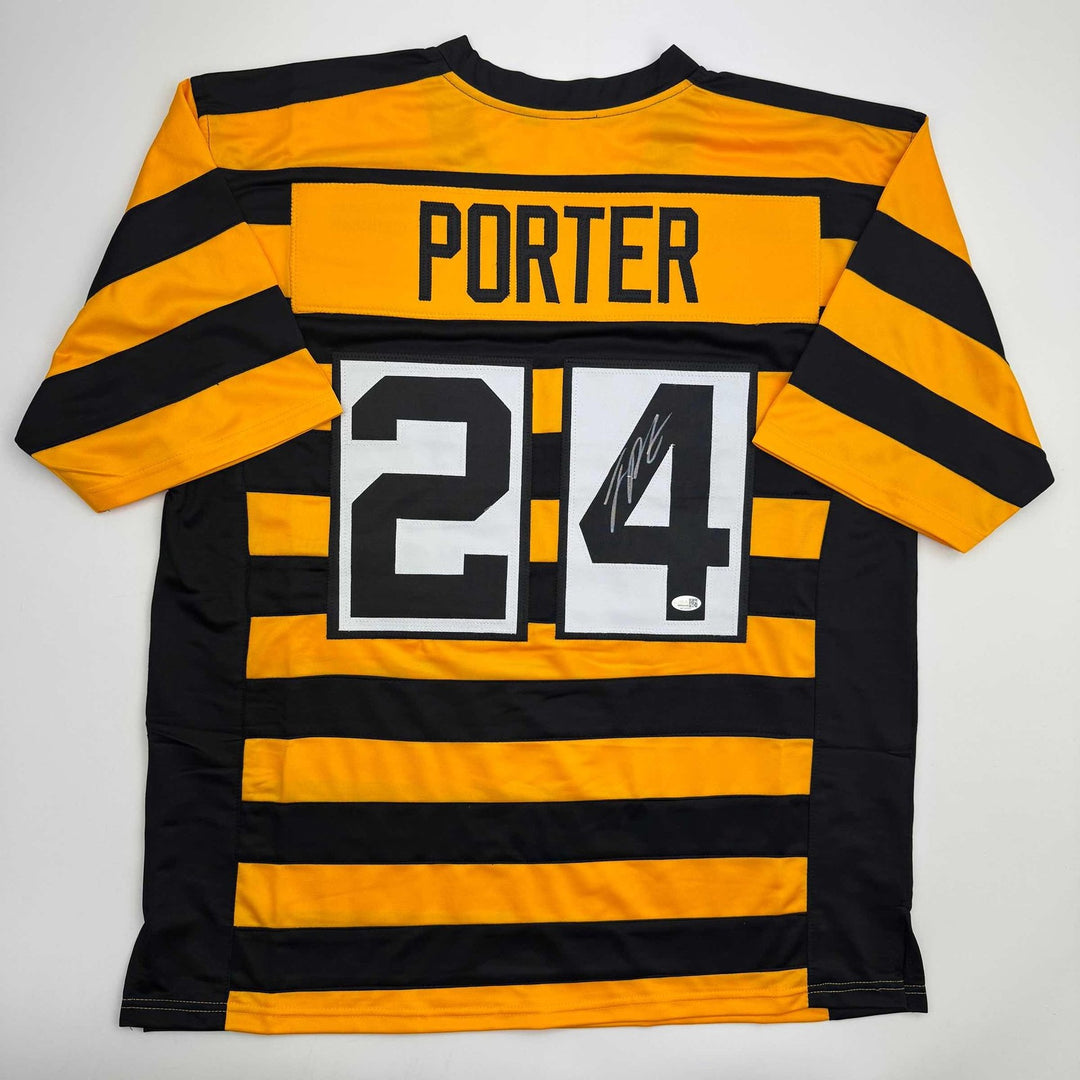 Autographed/Signed Joey Porter Jr. Pittsburgh Bumble Bee Jersey JSA COA