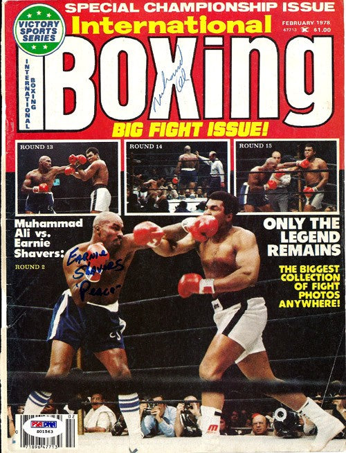 Muhammad Ali & Earnie Shavers Auto International Boxing Magazine Cover PSA/DNA