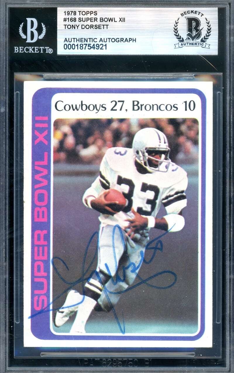 Tony Dorsett Beckett BAS Signed 1978 Topps Super Bowl XII Rookie Autograph