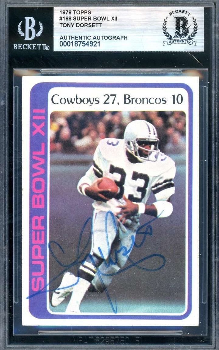 Tony Dorsett Beckett BAS Signed 1978 Topps Super Bowl XII Rookie Autograph