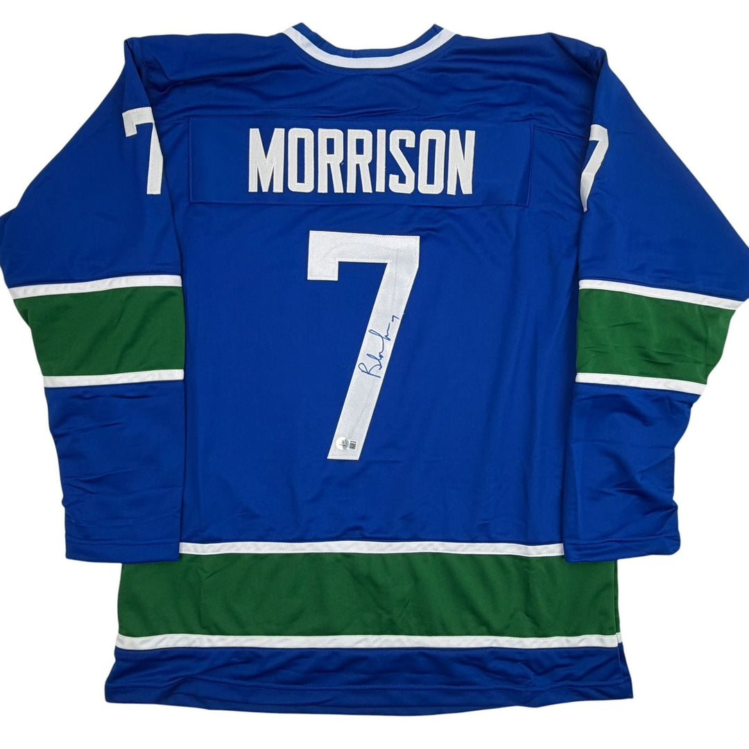 Autographed/Signed Brendan Morrison Vancouver Blue Jersey Beckett BAS COA