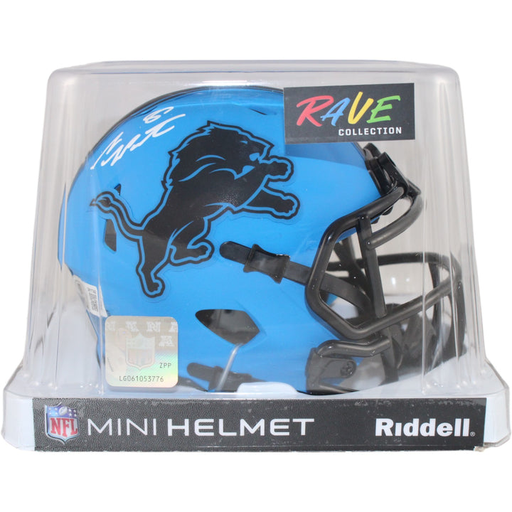 Sam LaPorta Autographed Detroit Lions Mini Helmet Rave Beckett Witness 50922