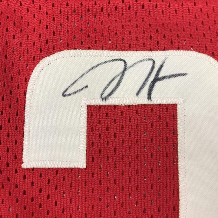 Framed Autographed/Signed James Harden 35x39 Houston Red Jersey Beckett COA