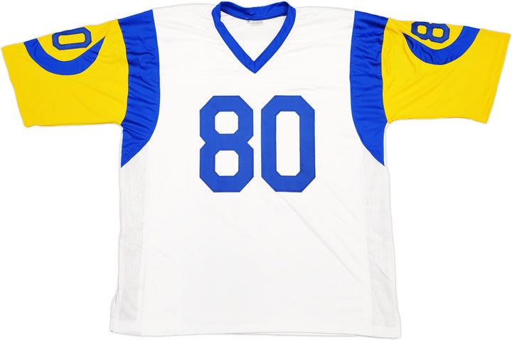 St. Louis Rams Isaac Bruce Autographed Signed White Jersey "HOF 20" Beckett Wit