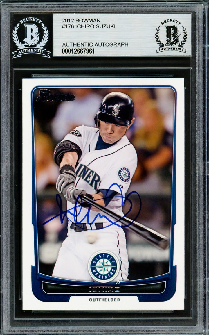 Ichiro Suzuki Autographed Signed 2012 Bowman Card 176 Seattle Mariners Beckett