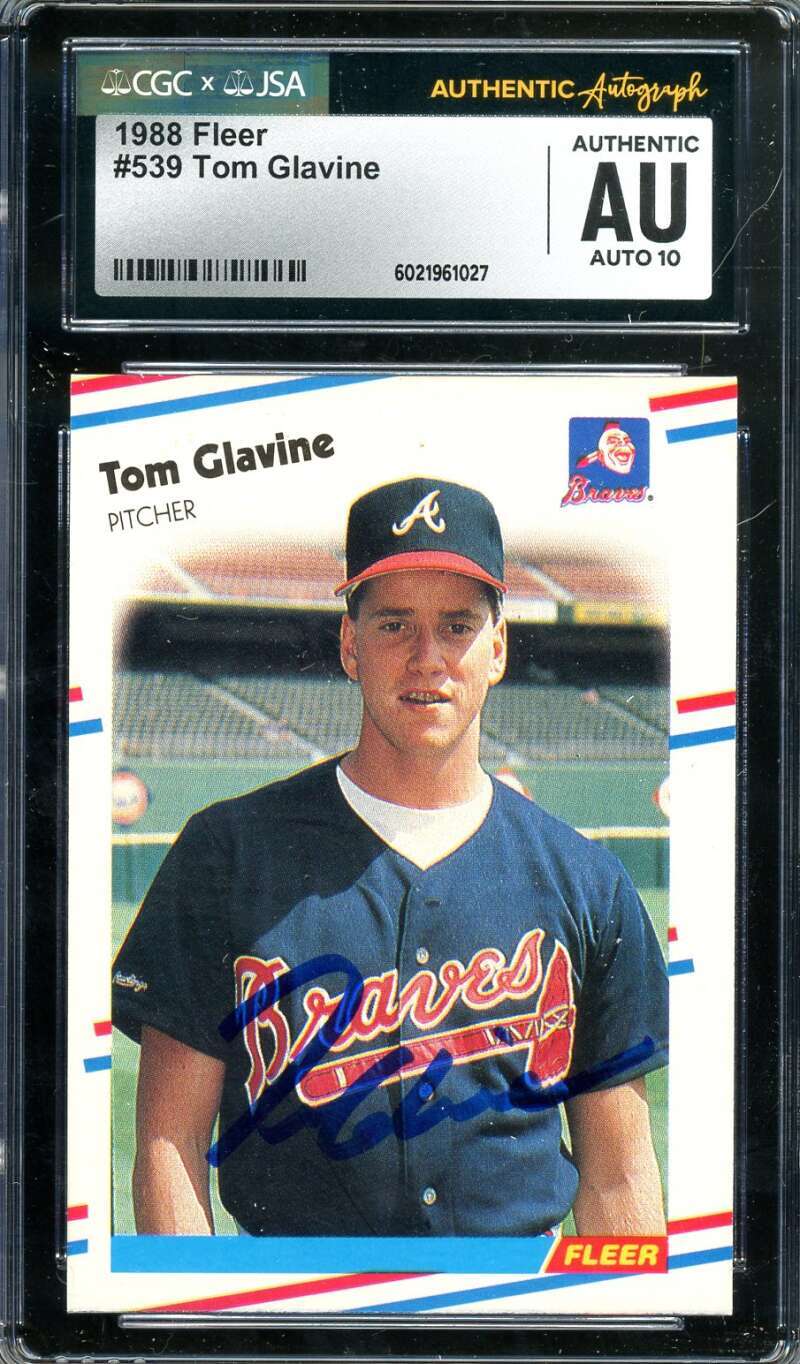 Tom Glavine Gem Mint 10 JSA CGC Coa Signed 1988 Fleer Rookie Autograph