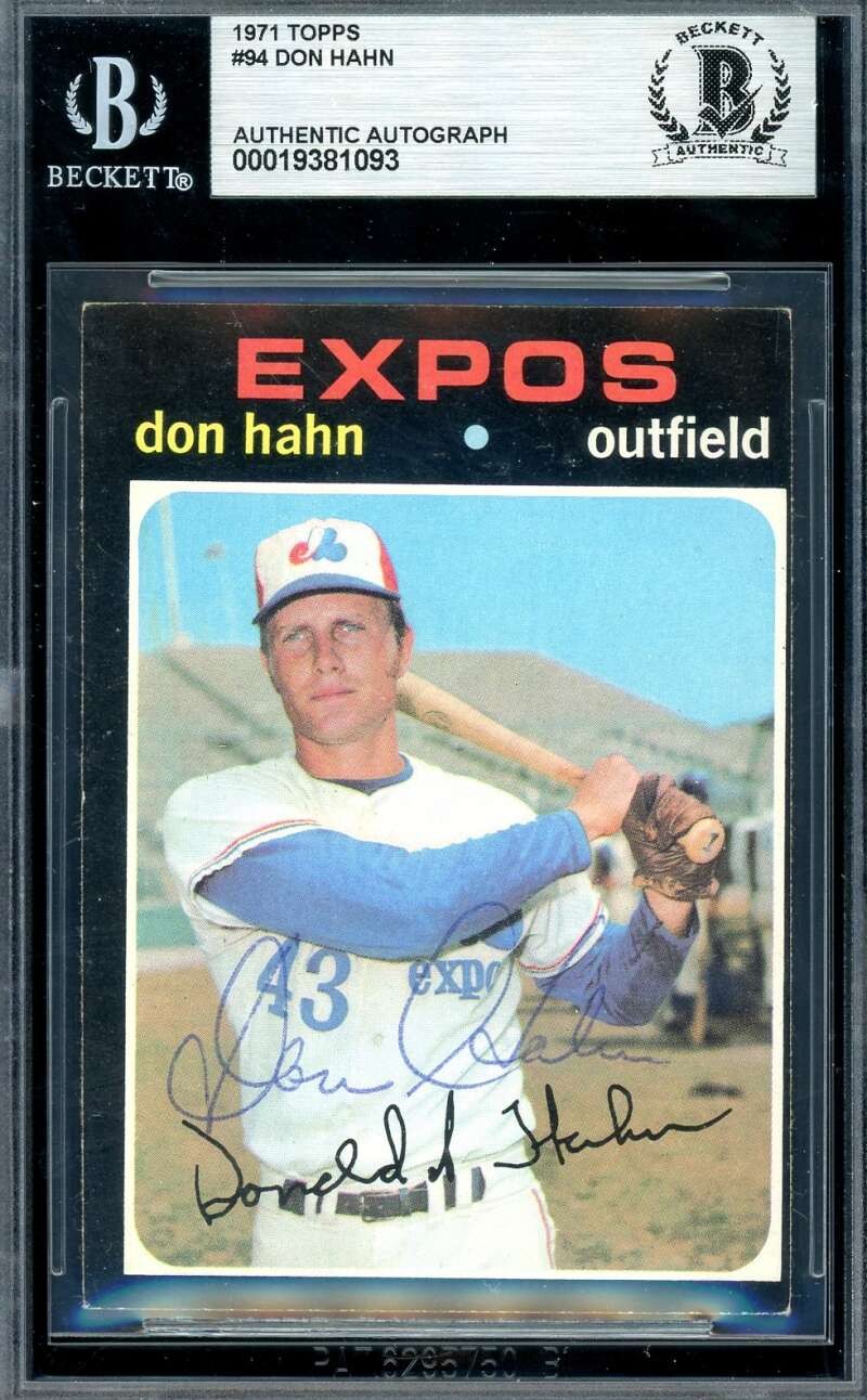 Don Hahn Beckett BAS Signed 1971 Topps Autograph