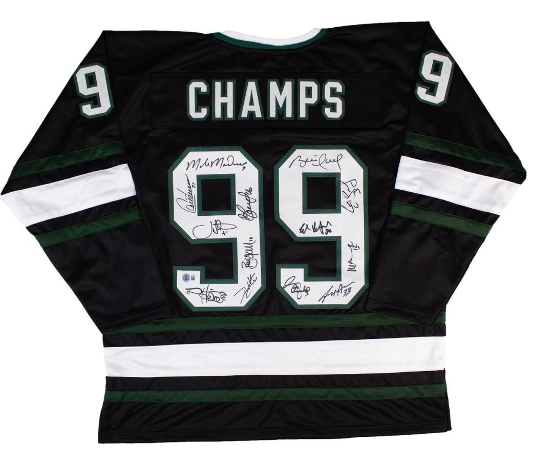 1999 Dallas Stars Team (13) Signed Black Champions Hockey Jersey BAS