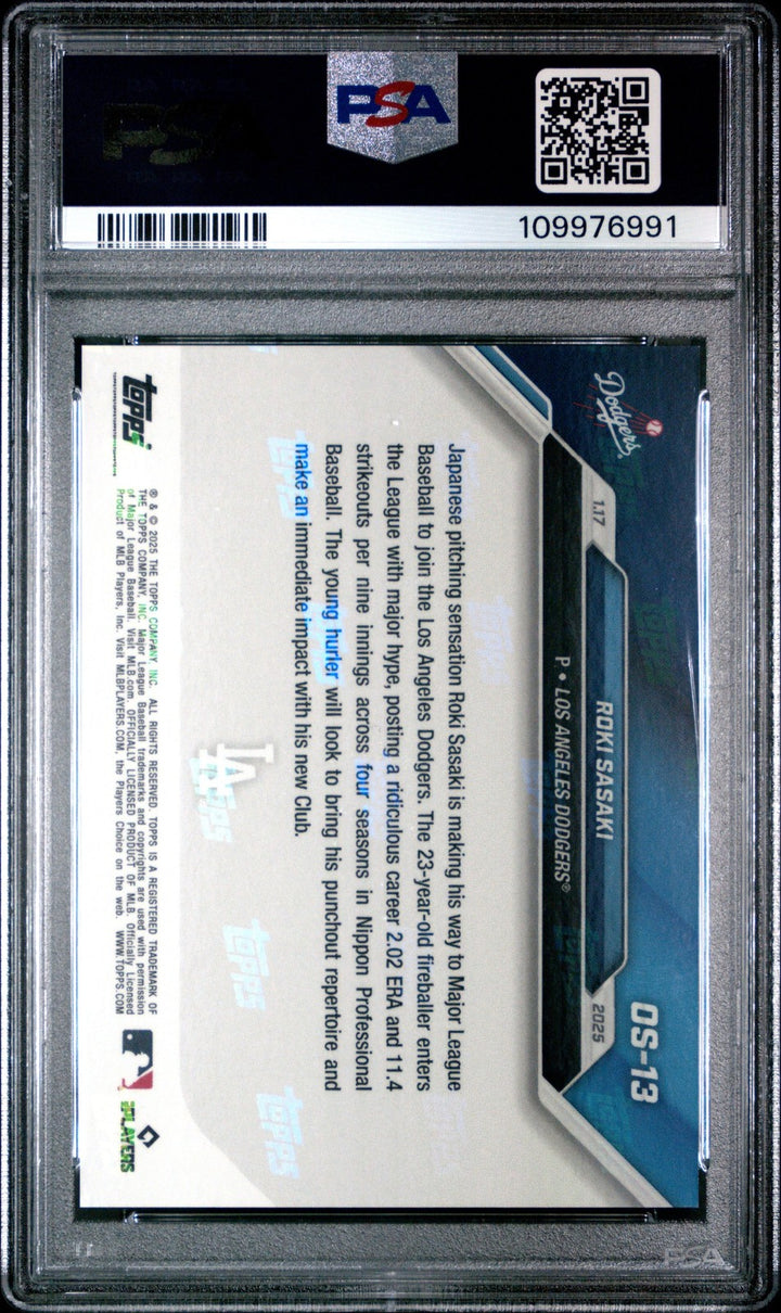 Graded 2024 Topps Now Roki Sasaki #OS13 Offseason Rookie RC Card PSA 10