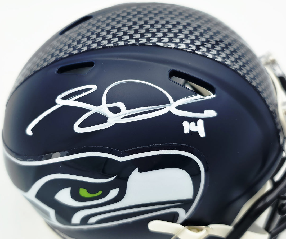 Sam Darnold Auto Seahawks Blue SB LX Champions Logo Speed Mini Helmet Beckett