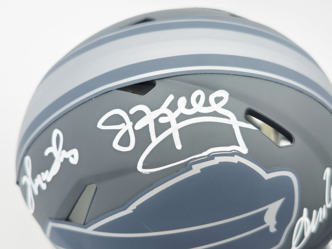Jim Kelly, Thurman Thomas & Andre Reed Auto Bills Greats Gray Mini Helmet BAS