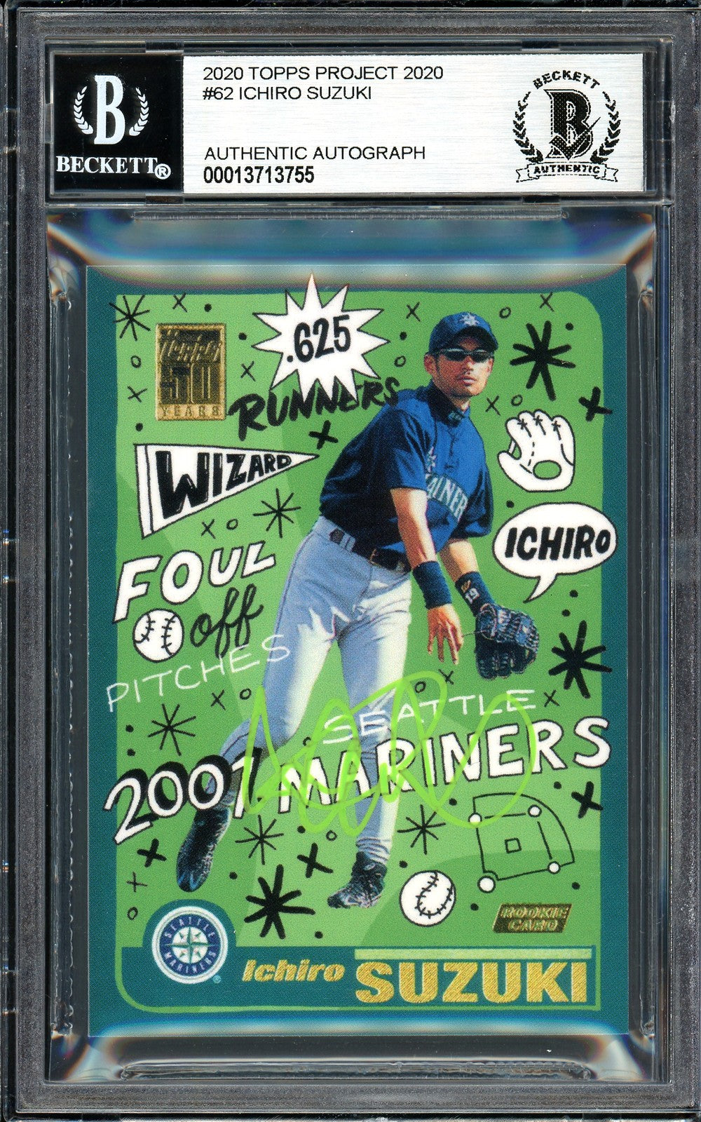 Ichiro Suzuki Auto Signed Topps Project 2020 Sophia Chang Card 62 #4/10 Beckett