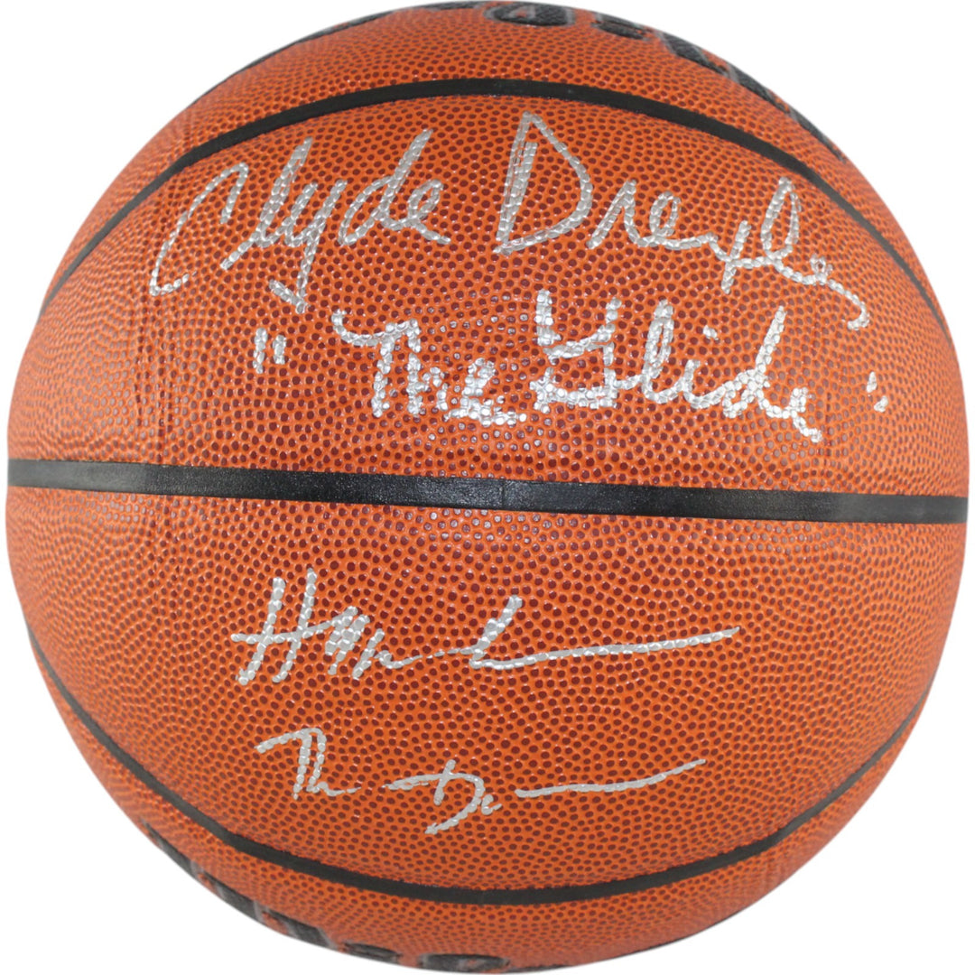 Hakeem Olajuwon Clyde Drexler Signed Houston Rockets Basketball Beckett 49267