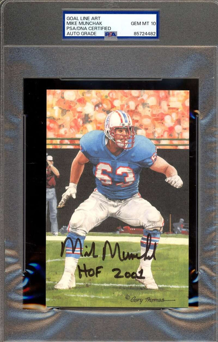 Mike Munchak Gem Mint 10 PSA DNA Goal Line Art Card GLAC Signed HOF 2001