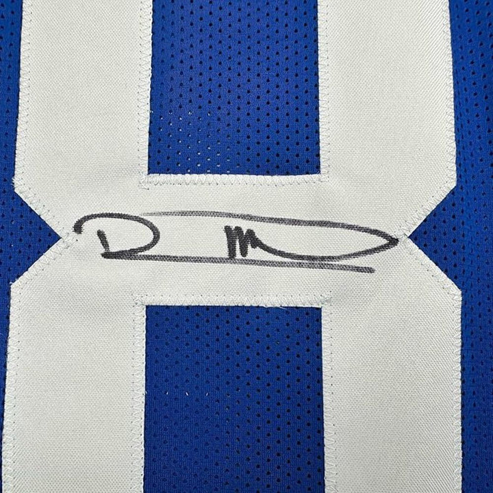 Framed Autographed/Signed Robert Mathis 35x39 Indianapolis Blue Jersey JSA COA