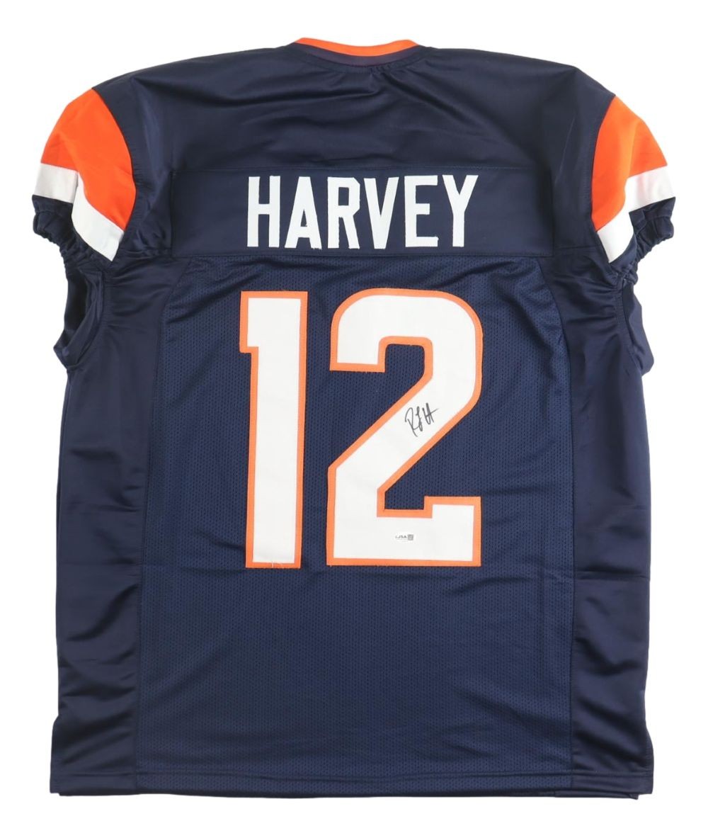 RJ Harvey Denver Signed Navy Blue Football Jersey JSA QR Hologram