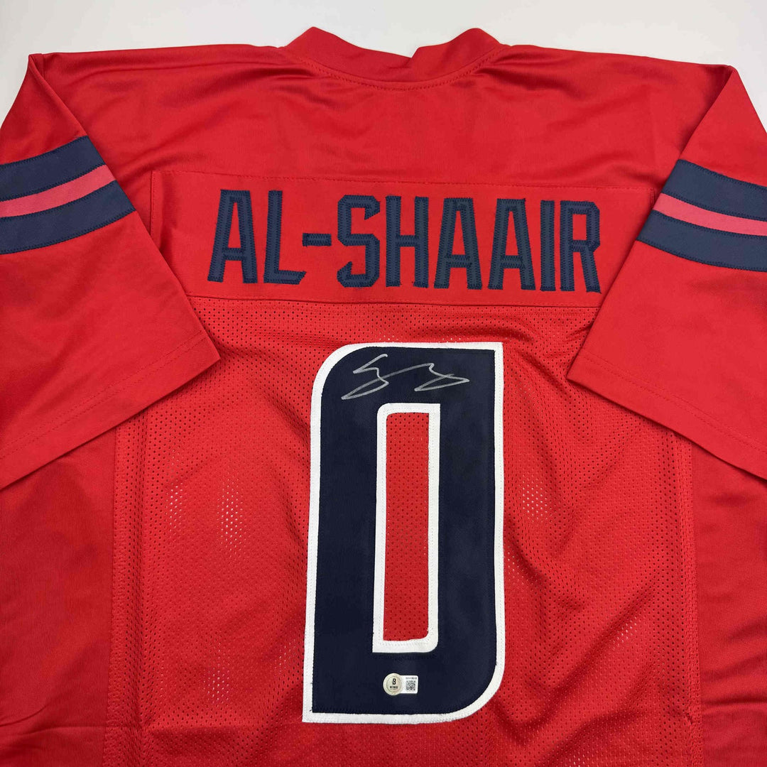 Autographed/Signed Azeez Al Shaair Houston Red Football Jersey Beckett BAS COA