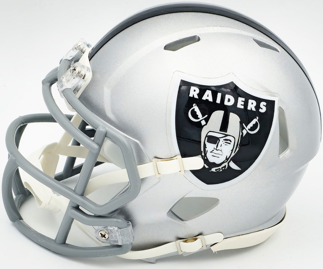 Davante Adams Signed Las Vegas Raiders Silver Speed Mini Helmet Beckett Witness