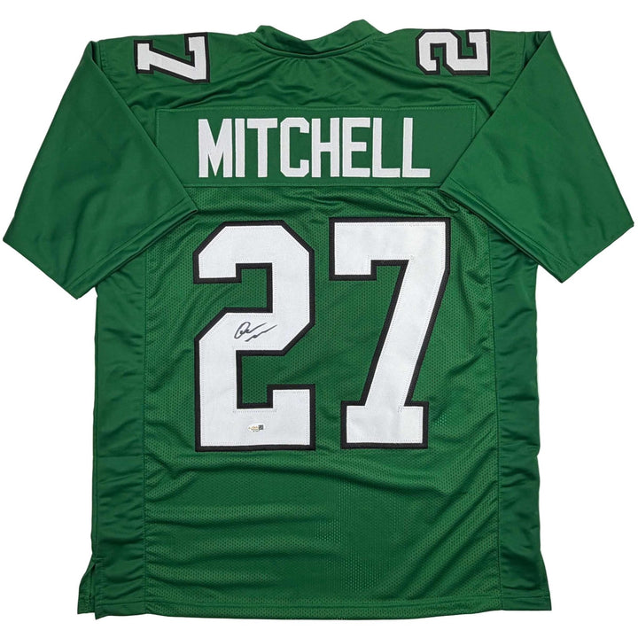 Autographed/Signed Quinyon Mitchell Philadelphia Kelly Green Jersey JSA COA