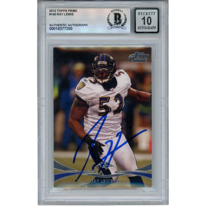 Ray Lewis Autographed 2012 Topps Prime #145 Trading Card Beckett 52948