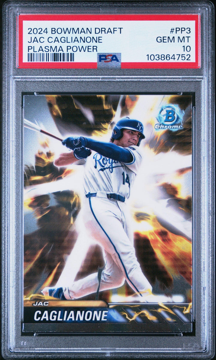 Graded 2024 Bowman Draft Jac Caglianone #PP3 Plasma Power Baseball Card PSA 10