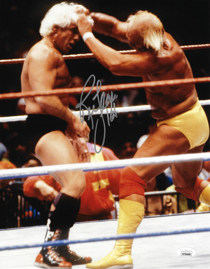 Ric Flair Autographed Signed 11x14 Photo vs. Hulk Hogan "16x" JSA