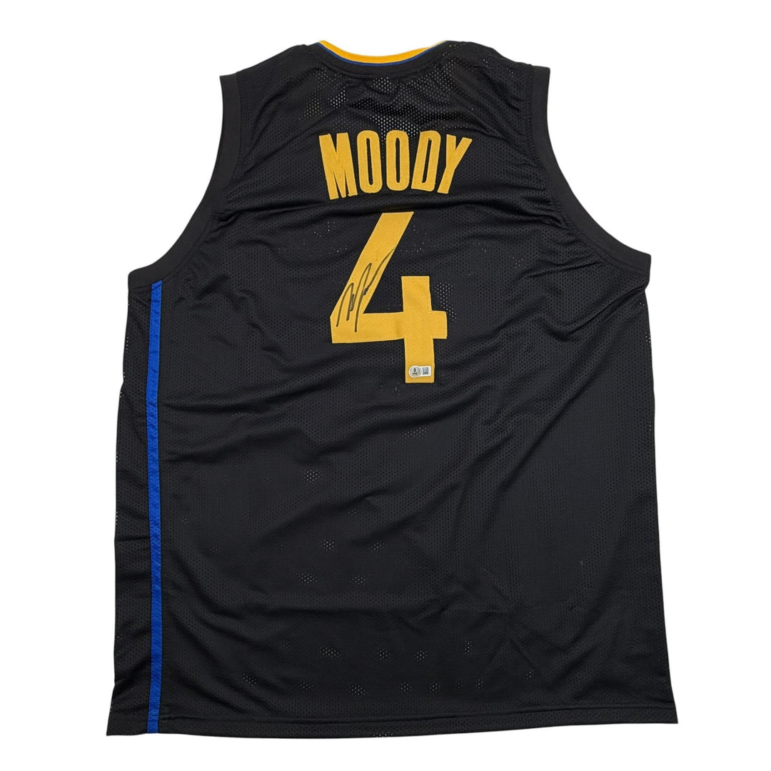 Autographed/Signed Moses Moody Golden State Black Jersey Beckett BAS COA
