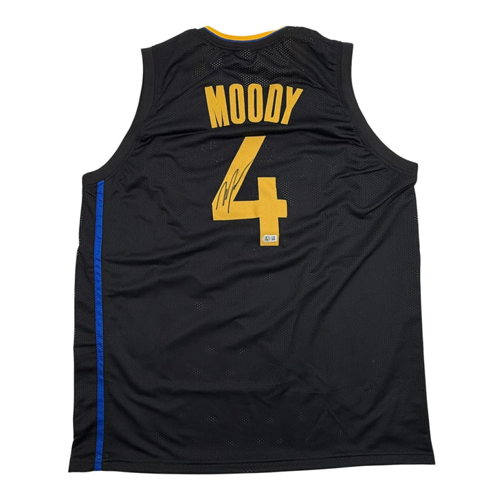 Autographed/Signed Moses Moody Golden State Black Jersey Beckett BAS COA