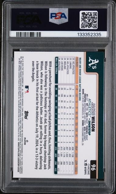 Graded 2025 Topps Chrome Jacob Wilson #96 Rookie Card PSA 10 Gem Mint