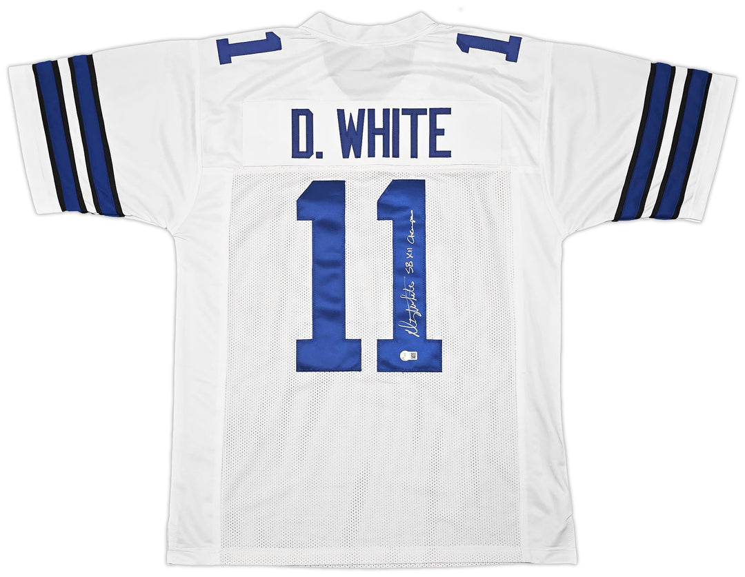 Dallas Cowboys Danny White Signed White Jersey "SB XII Champs" Beckett Witness