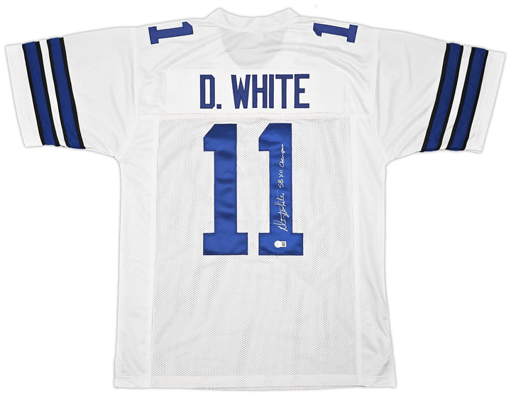Dallas Cowboys Danny White Signed White Jersey "SB XII Champs" Beckett Witness