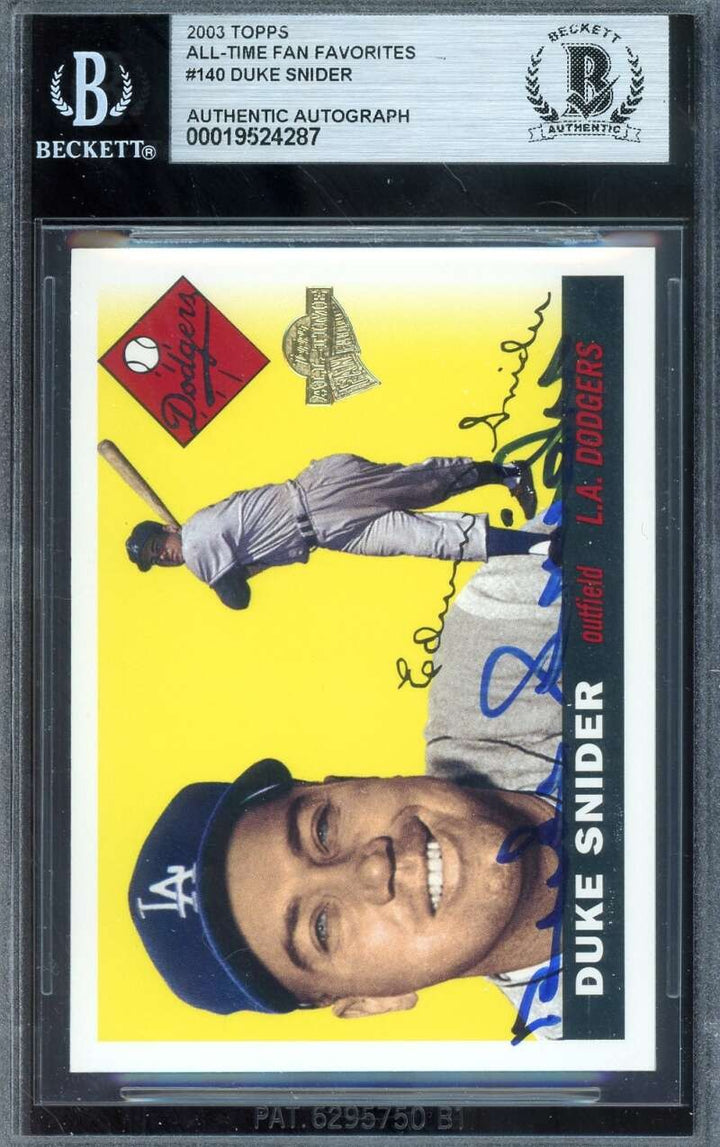 Duke Snider Beckett BAS Signed 2003 Topps All Time Fan Fav 1955 Autograph