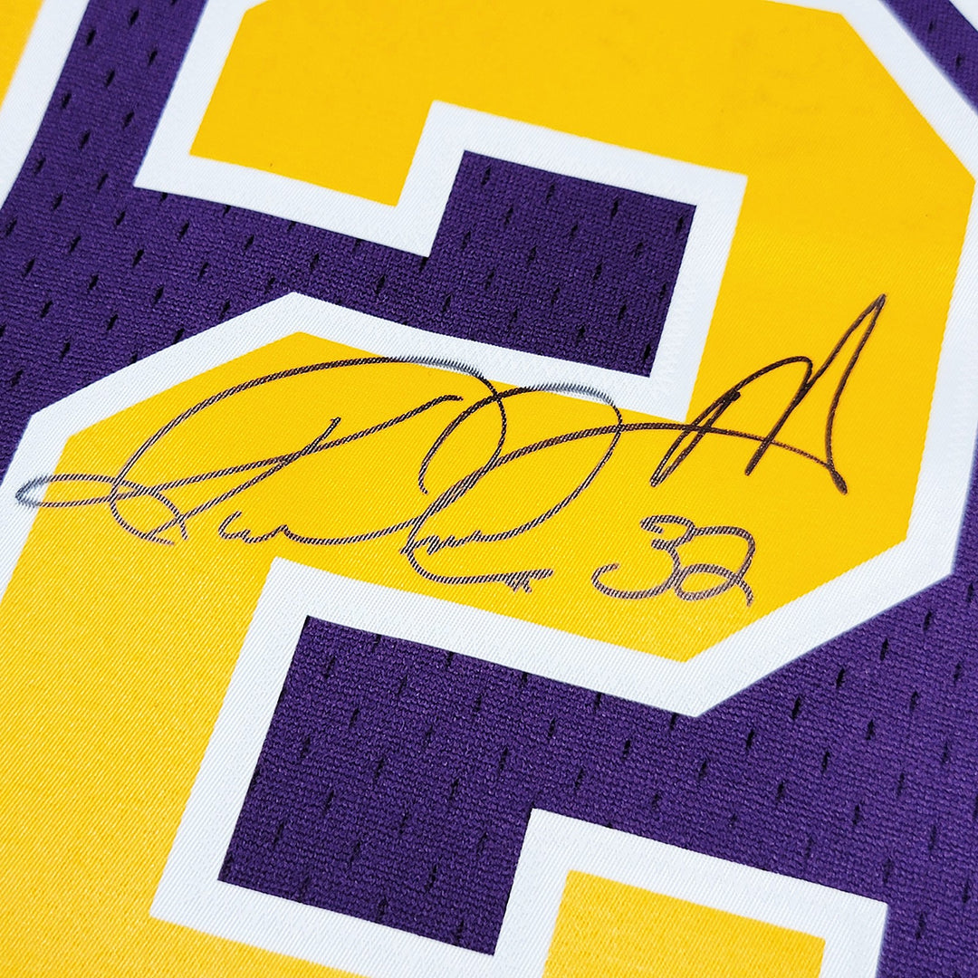 Jazz Karl Malone Auto Purple Authentic Mitchell & Ness Jersey Size L Beckett Wit