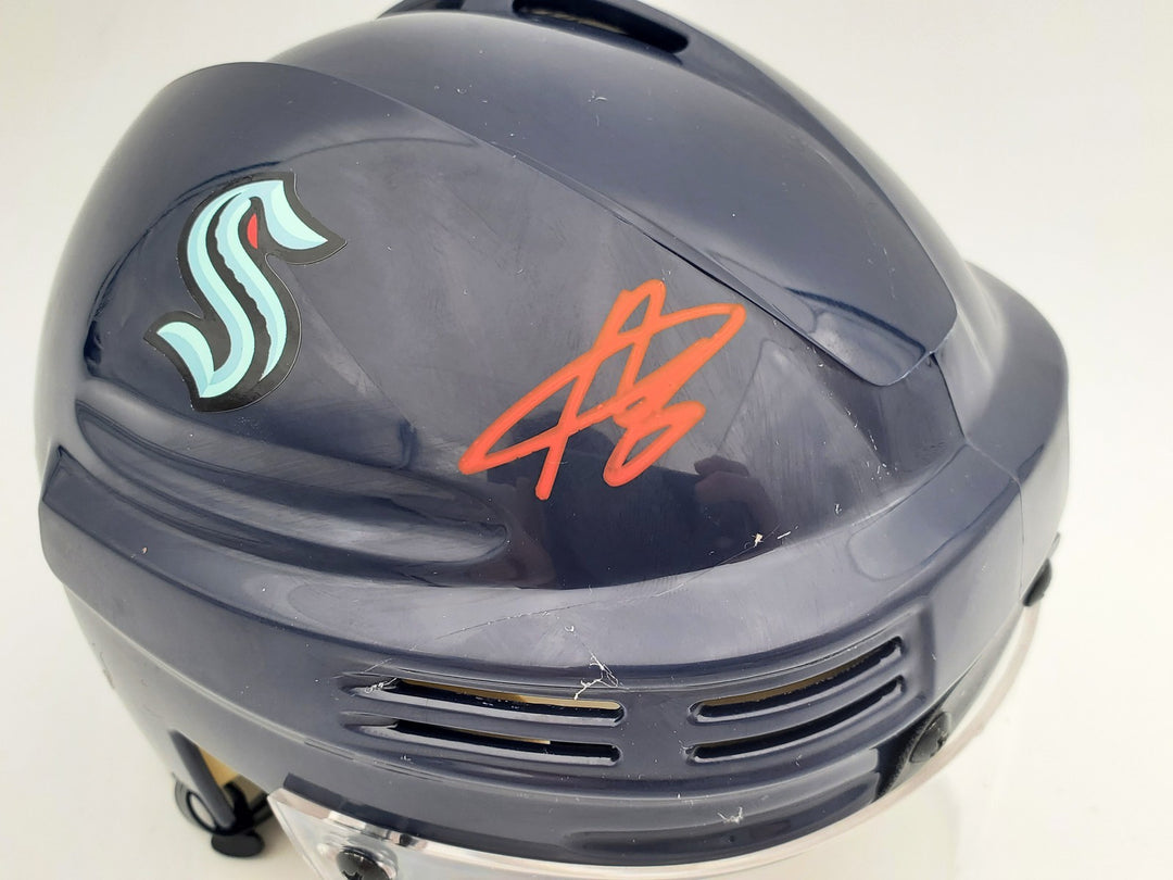 Adam Larsson Autographed Signed Seattle Kraken Blue Mini Helmet Fanatics Holo