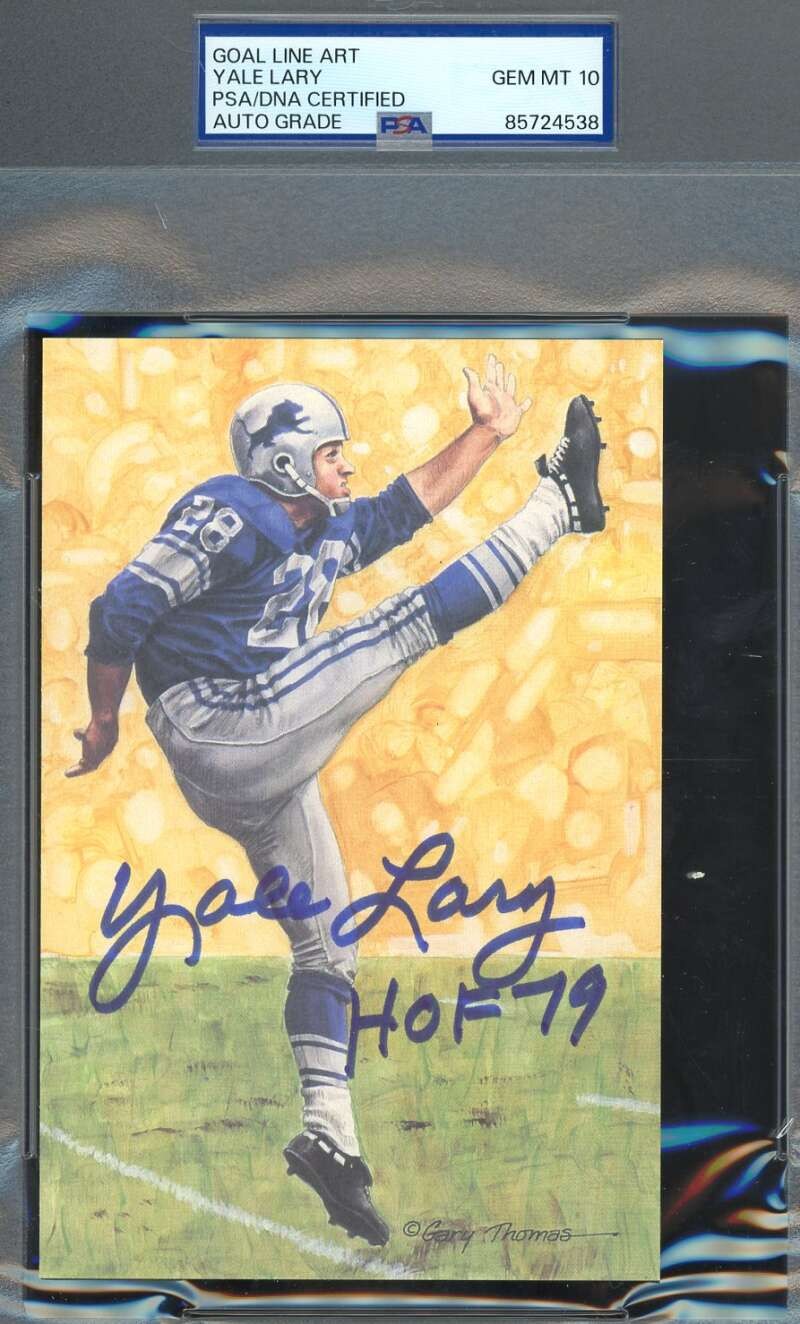 Yale Lary Gem Mint 10 PSA DNA Signed GLAC Goal Line Art Card Autograph HOF 79