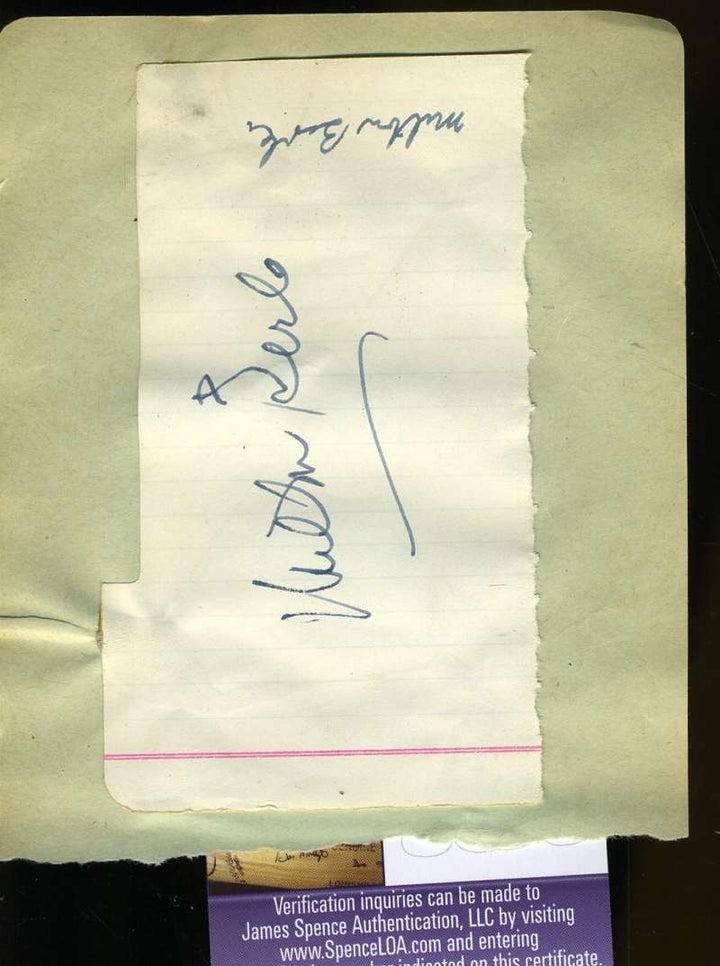 Milton Bearle Vintage Signed Jsa Album Page Authentic Autograph