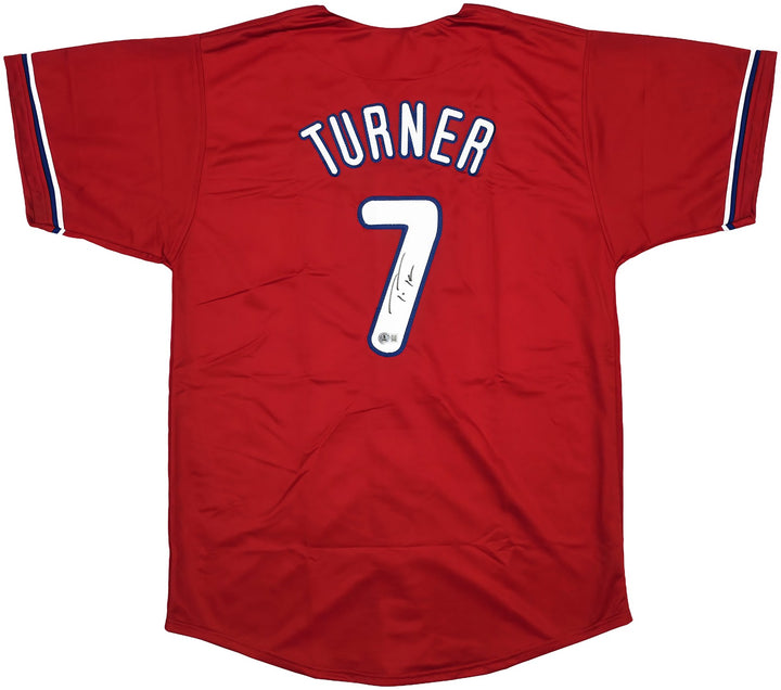 Philadelphia Phillies Trea Turner Signed Red Jersey Beckett Witness