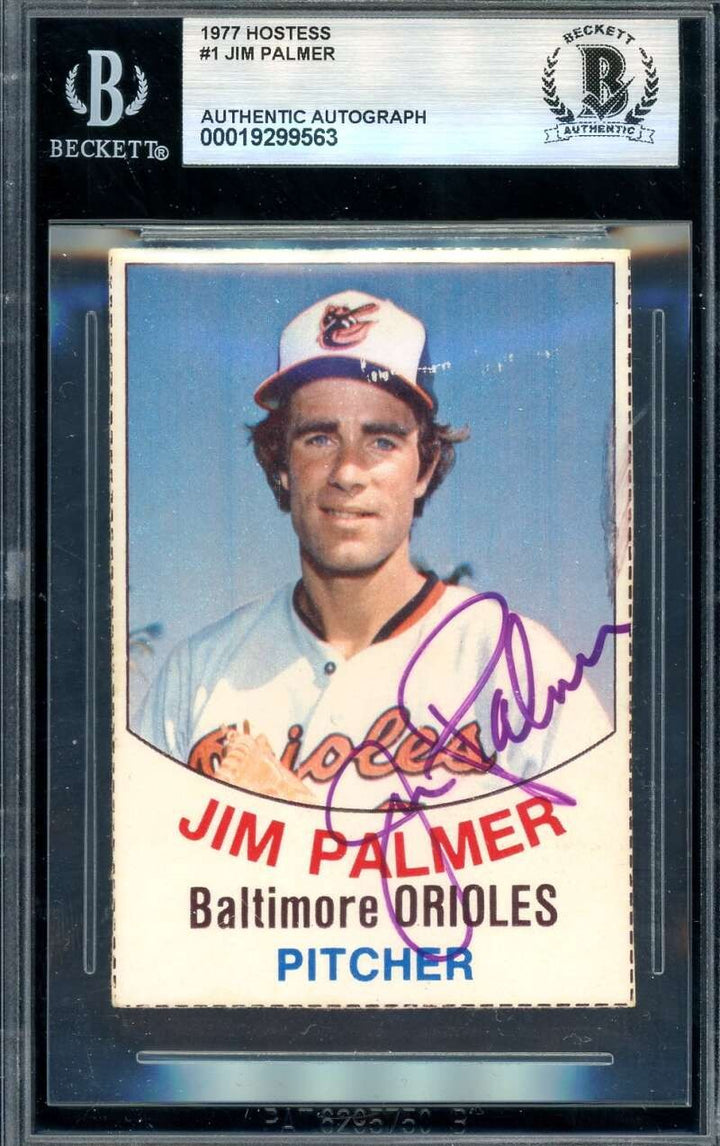 Jim Palmer Beckett BAS Signed 1977 Hostess Autograph