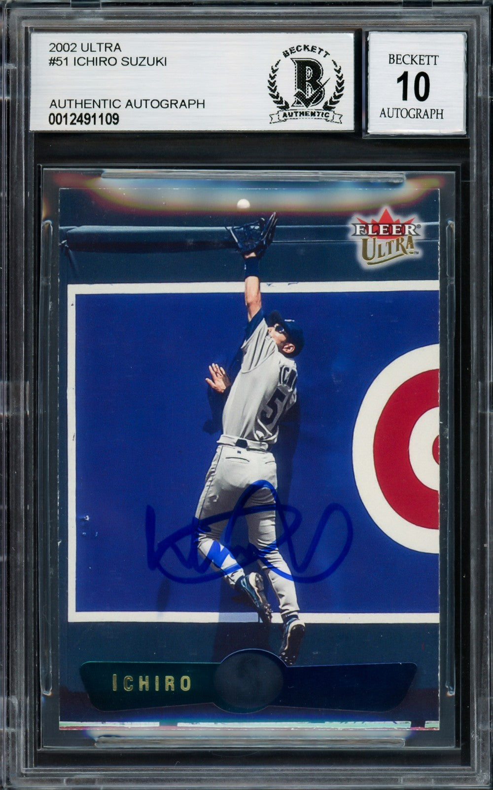 Ichiro Suzuki Signed 2002 Fleer Ultra Card 51 Mariners Auto GM 10 Beckett