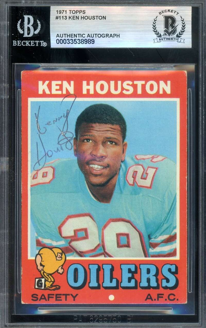 Ken Houston Beckett BAS Vintage Signed 1971 Topps Rookie Autograph Oilers