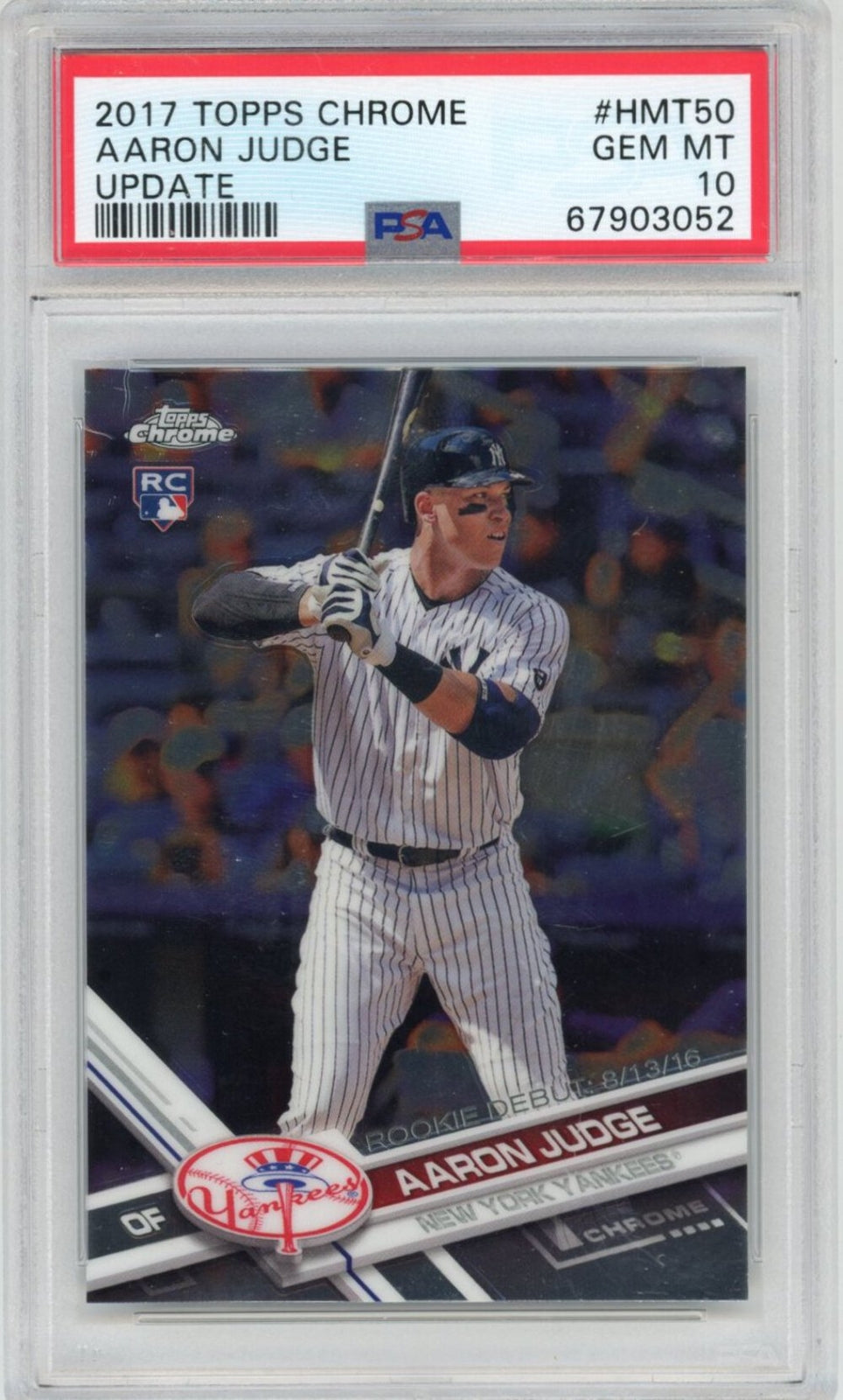 Graded 2017 Topps Chrome Update Aaron Judge #HMT50 Rookie Card PSA 10 Gem Mint