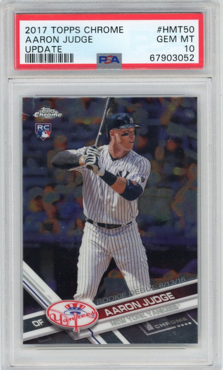Graded 2017 Topps Chrome Update Aaron Judge #HMT50 Rookie Card PSA 10 Gem Mint