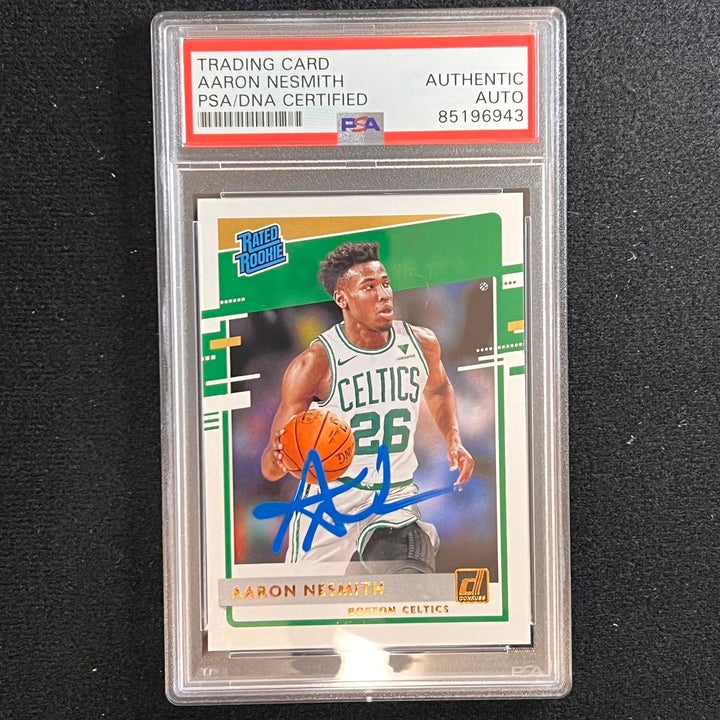2020-21 Donruss Rated Rookie #232 Aaron Nesmith Signed Card AUTO PSA Slabbed RC