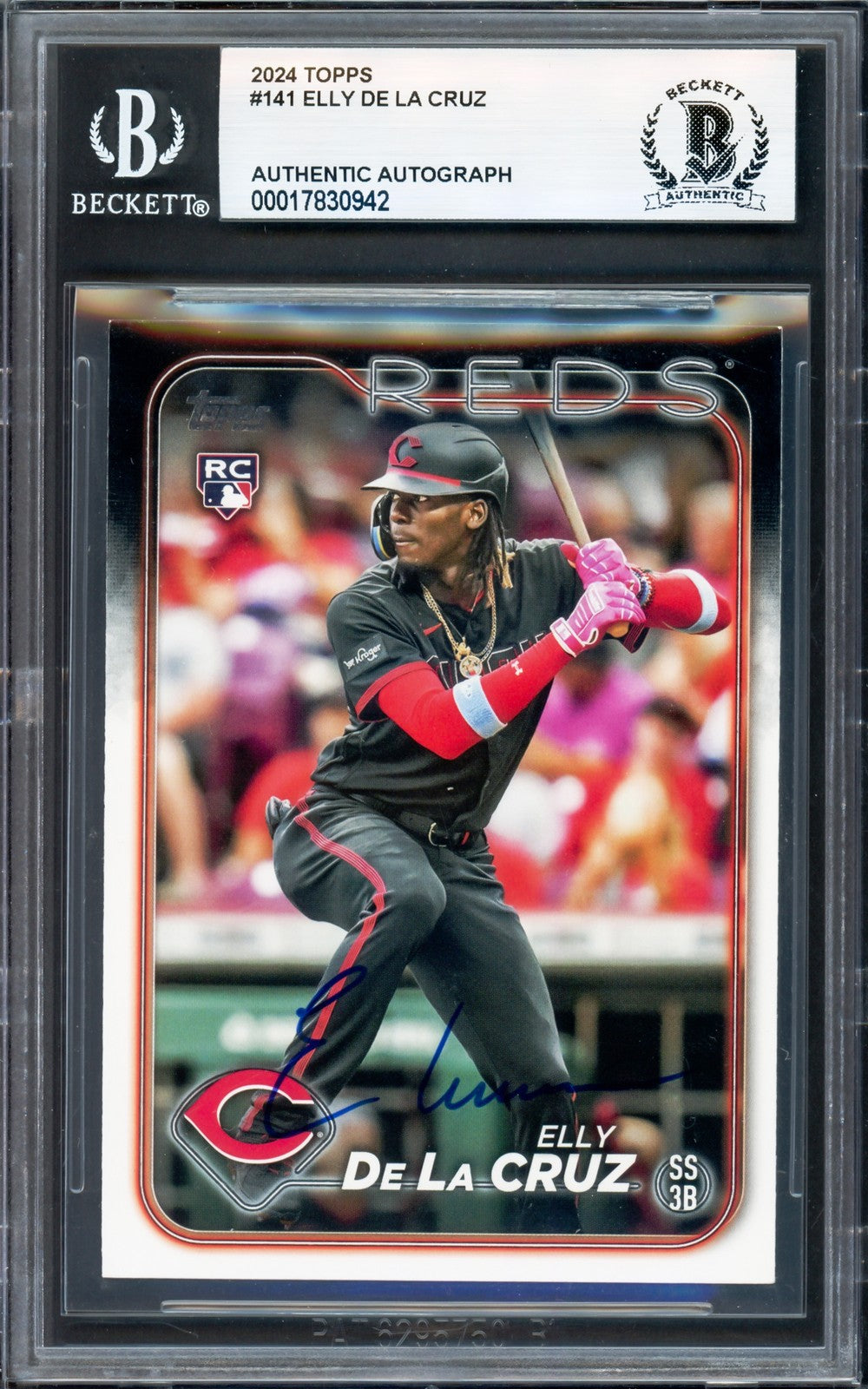 Elly De La Cruz Autographed Signed 2024 Topps RC 141 Cincinnati Reds Beckett