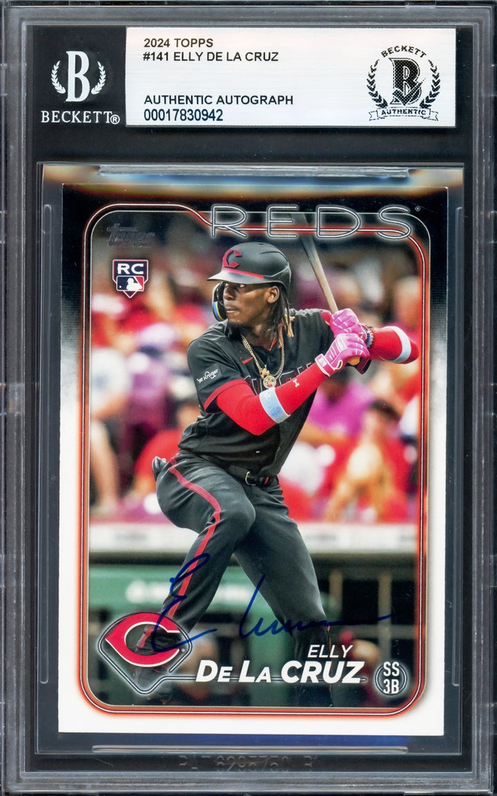 Elly De La Cruz Autographed Signed 2024 Topps RC 141 Cincinnati Reds Beckett